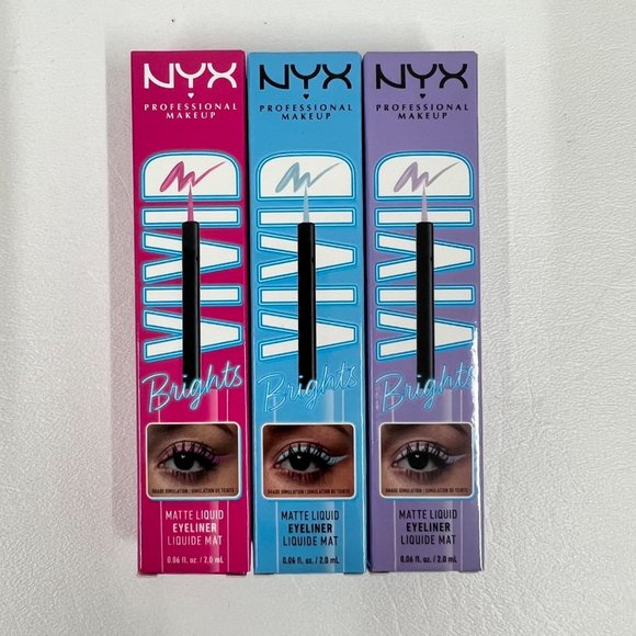 NYX Other - NYX Professional Makeup Vivid Brights Liquid Liner Eyeliner Blue Pink Lilac 3pk